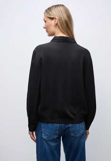 Hemdbluse mit Leo-Details Black