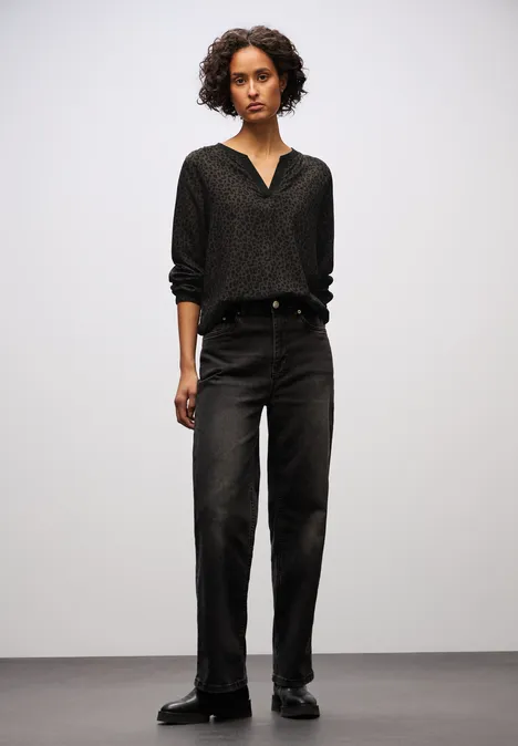Leo blouse met gespleten hals darkest brown