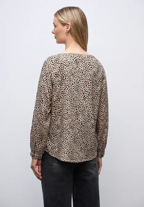 Leo Split Neck Bluse sanded beige