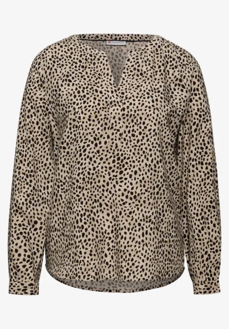 Leo Split Neck Bluse sanded beige
