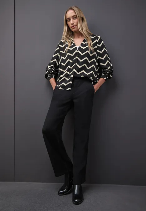 Bluse mit Zick-Zack-Muster Black