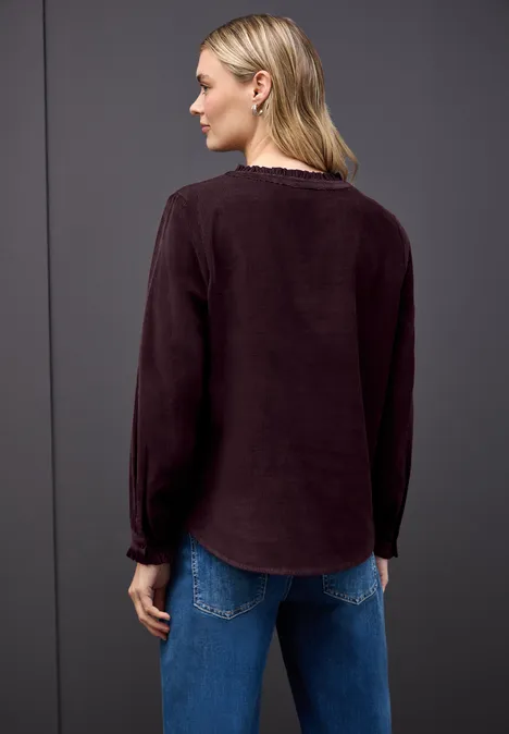 Cordbluse mit Rüschen Jazz Berry