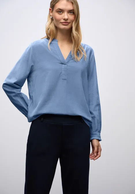 Cordbluse mit Rüschen overcast blue Cordbluse mit Rüschen overcast blue