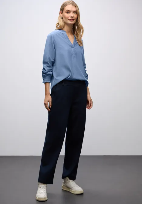 Cordbluse mit Rüschen overcast blue Cordbluse mit Rüschen overcast blue