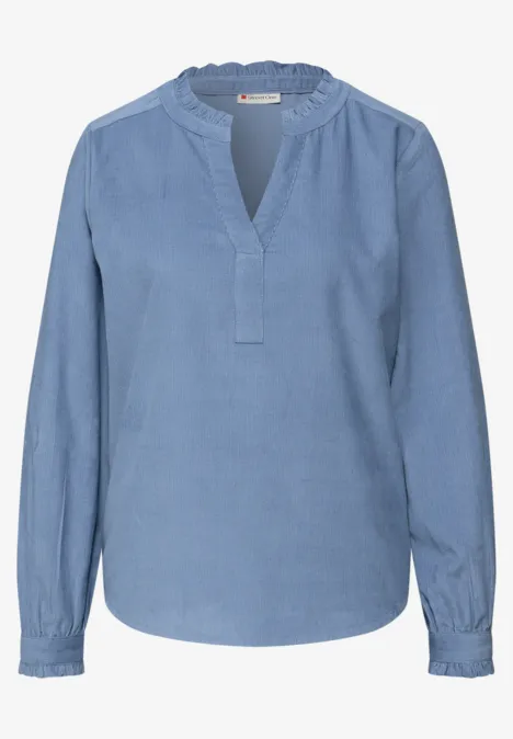 Cordbluse mit Rüschen overcast blue Cordbluse mit Rüschen overcast blue