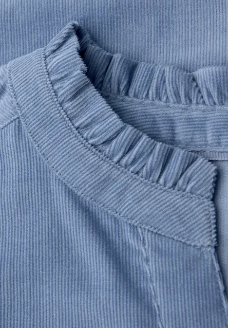Cordbluse mit Rüschen overcast blue Cordbluse mit Rüschen overcast blue