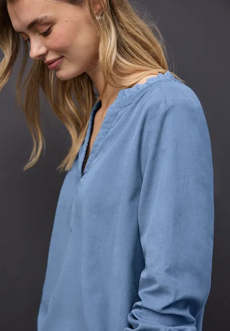 Cordbluse mit Rüschen overcast blue Cordbluse mit Rüschen overcast blue