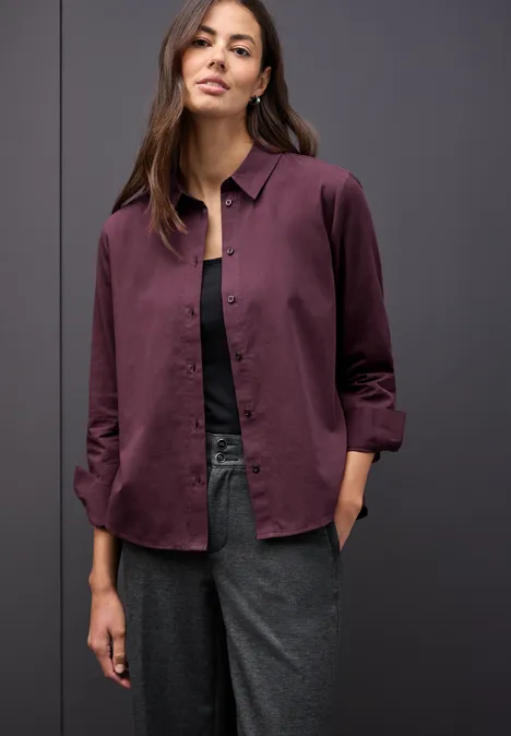 Hemdbluse in Unifarbe jazz berry