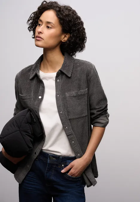 Cord Hemdbluse gravel grey