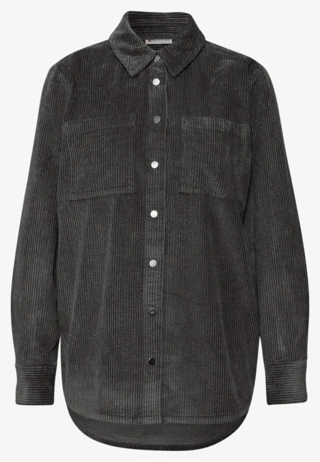 Cord Hemdbluse gravel grey