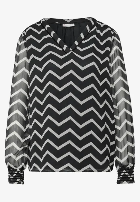 Chiffon tuniek met tape Black