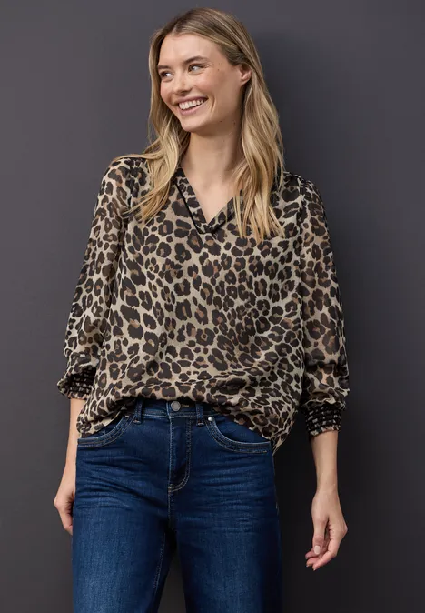 Chiffon Tunika mit Tape mocha glow