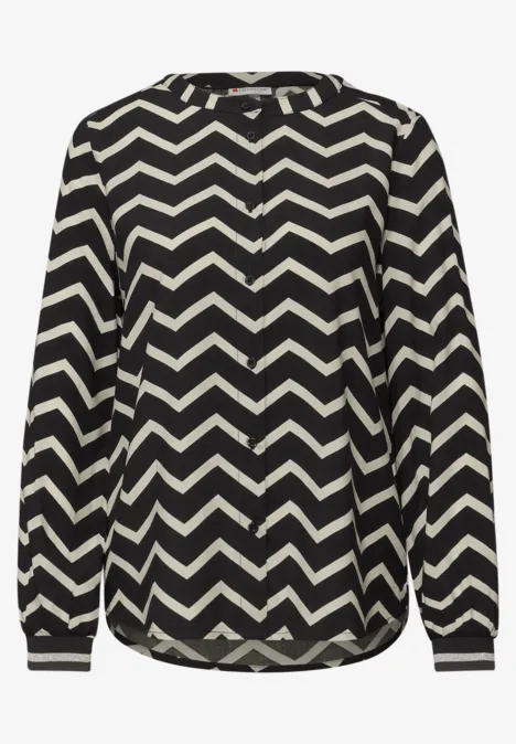 Bluse mit Zick-Zack-Muster Black Bluse mit Zick-Zack-Muster Black