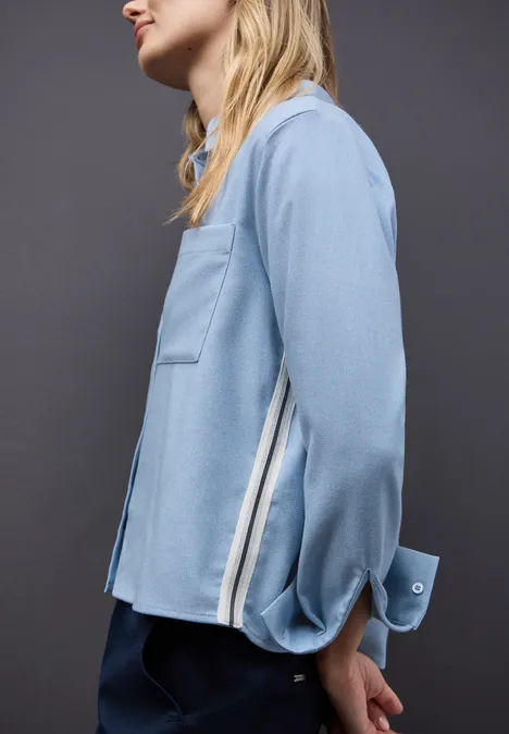 Melange Bluse mit Tape frosted blue mel. Melange Bluse mit Tape frosted blue mel.