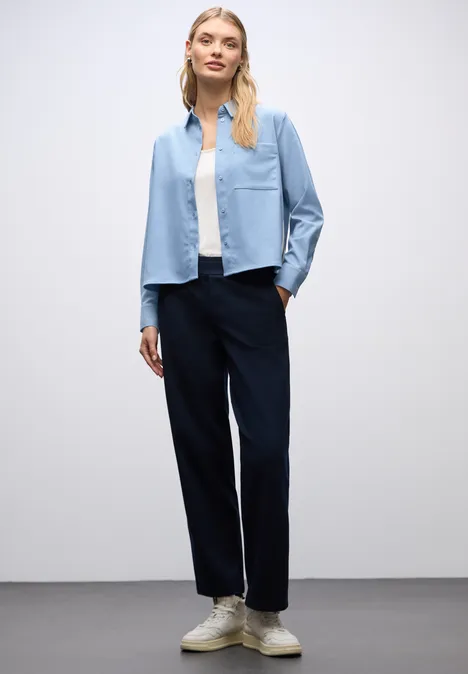 Melange Bluse mit Tape frosted blue mel. Melange Bluse mit Tape frosted blue mel.