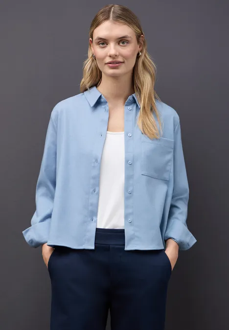 Melange Bluse mit Tape frosted blue mel. Melange Bluse mit Tape frosted blue mel.