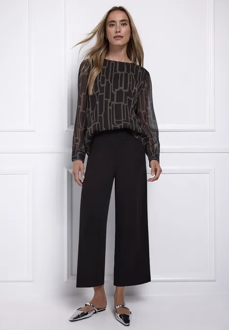 Gedessineerde chiffon blouse darkest brown