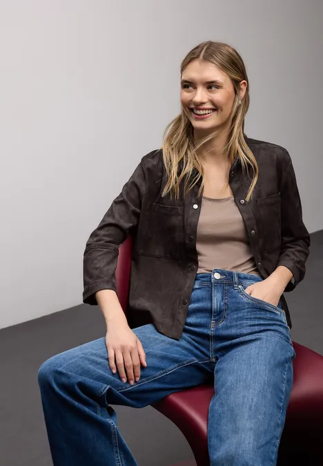 Velourshemdbluse darkest brown Velourshemdbluse darkest brown