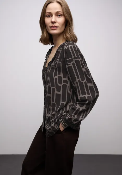 Gedessineerde tuniek met tape darkest brown