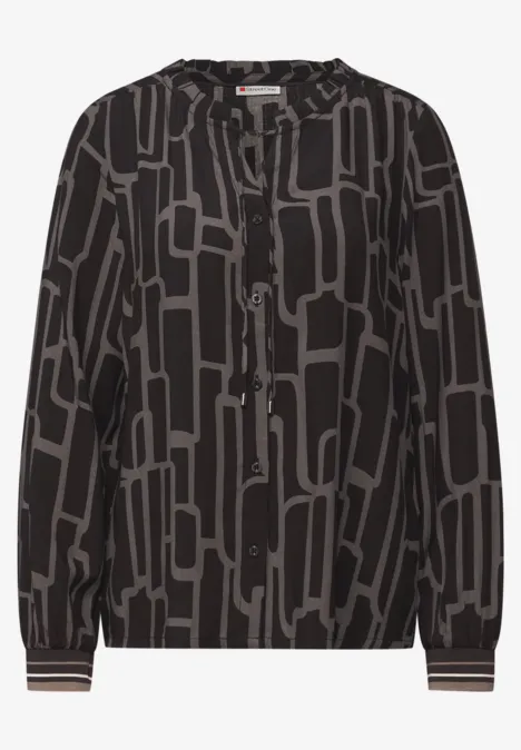 Gedessineerde tuniek met tape darkest brown