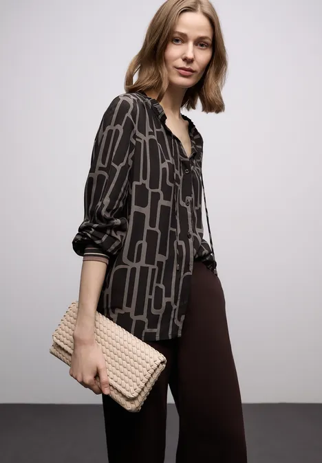 Gedessineerde tuniek met tape darkest brown