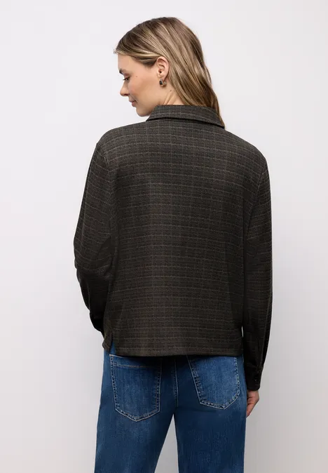 Karierte Jacquard Hemdbluse Black