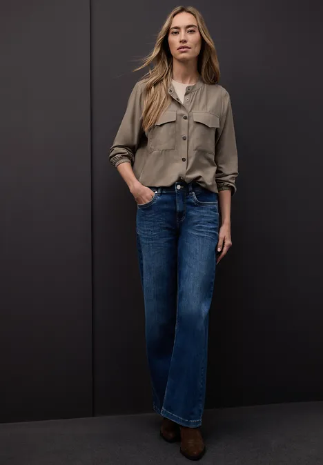 Overhemd blouse met zakken light terra mocha