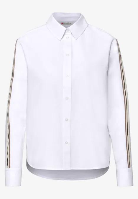 Hemdbluse mit Tapedetails White