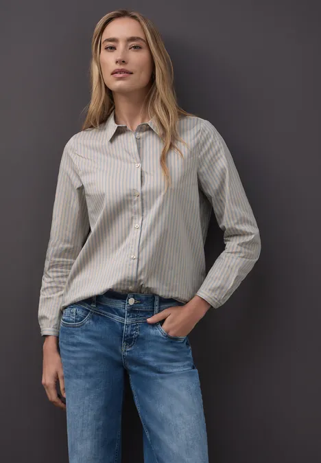 Gestreifte Business Bluse cotton beige