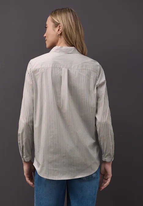 Gestreifte Business Bluse cotton beige Gestreifte Business Bluse cotton beige