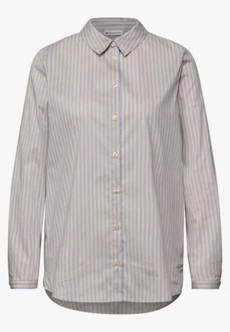 Gestreifte Business Bluse cotton beige Gestreifte Business Bluse cotton beige
