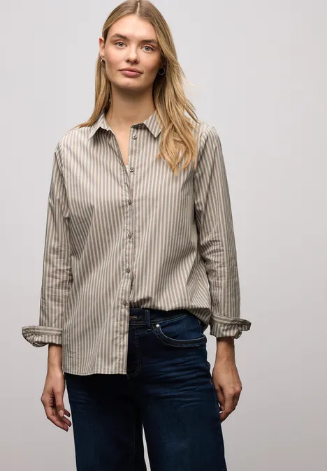 Gestreifte Business Bluse light terra mocha Gestreifte Business Bluse light terra mocha