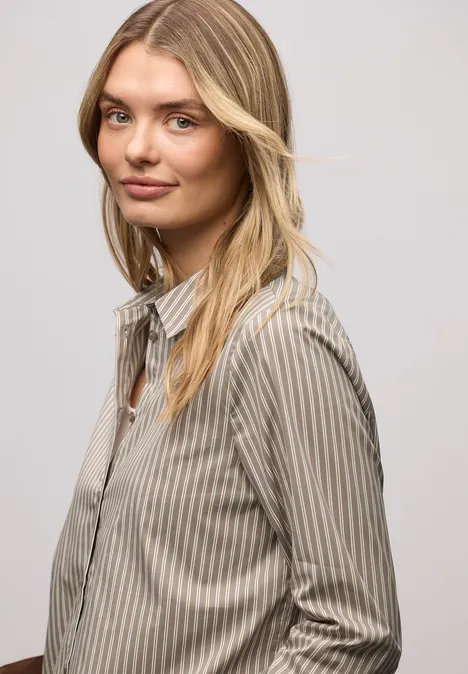 Gestreifte Business Bluse light terra mocha Gestreifte Business Bluse light terra mocha