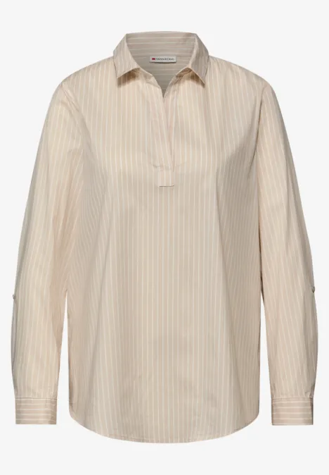 Gestreepte zakelijke blouse cotton beige