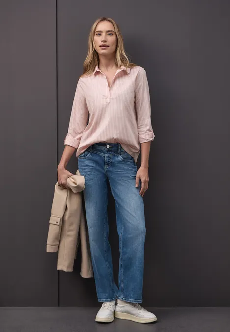 Gestreepte zakelijke blouse faded rose