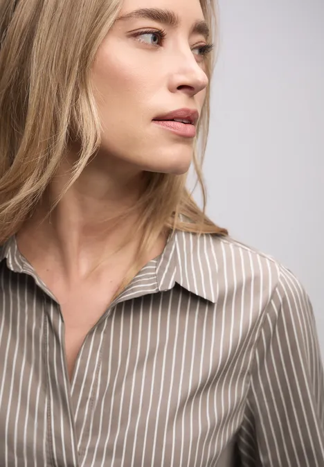 Gestreifte Business Bluse light terra mocha
