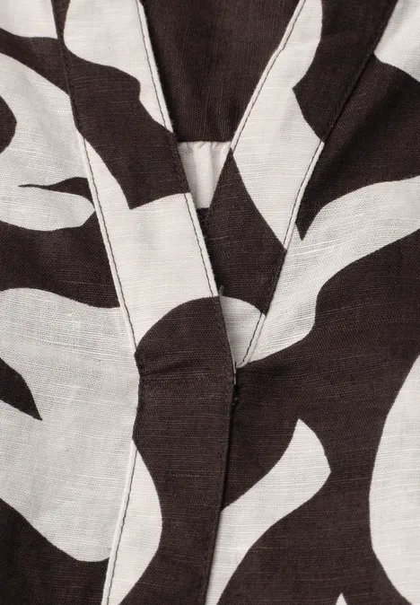 Bluse mit Split Neck aus Leinenmix espresso brown