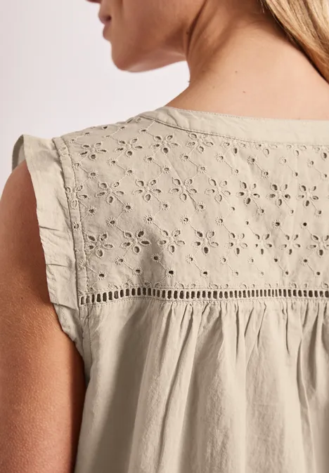 Bluzka z dekoltem typu split neck i detalami w stylu shiffley clay sand