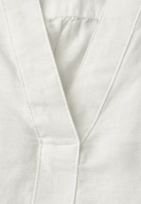 Bluse mit Split Neck aus Leinenmix off white