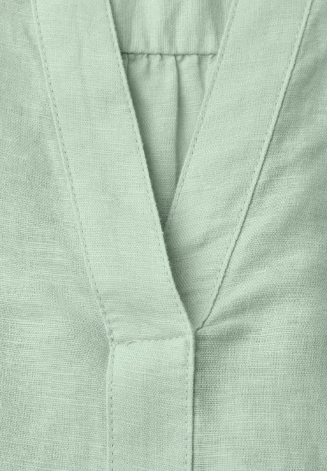 Bluse mit Split Neck aus Leinenmix soft jade green