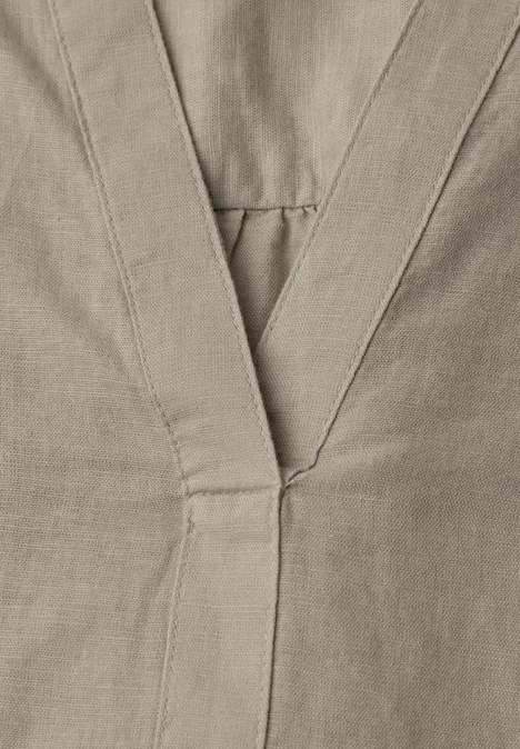 Bluzka koszulowa typu split neck z mieszanki lnu timeless beige