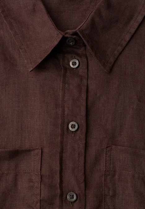 Langarm Bluse mit Brusttaschen espresso brown