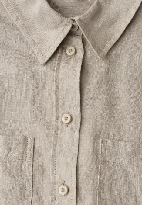 Langarm Bluse mit Brusttaschen timeless beige