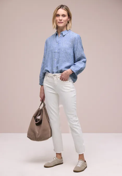 Linnen blouse met 3/4 mouwen drift blue