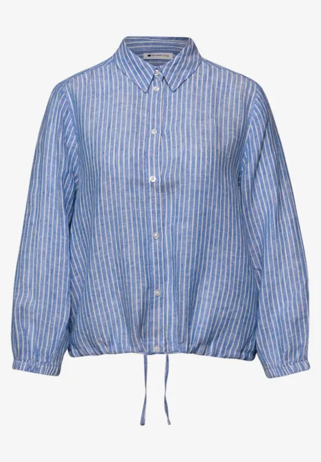 Linnen blouse met 3/4 mouwen drift blue