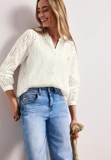 Blouse à col fendu et motif Shiffley off white