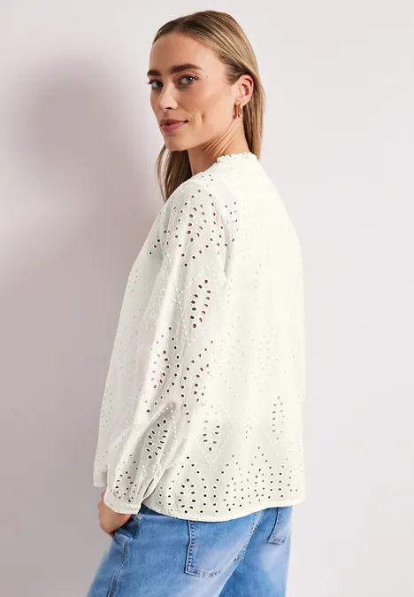 Blouse à col fendu et motif Shiffley off white