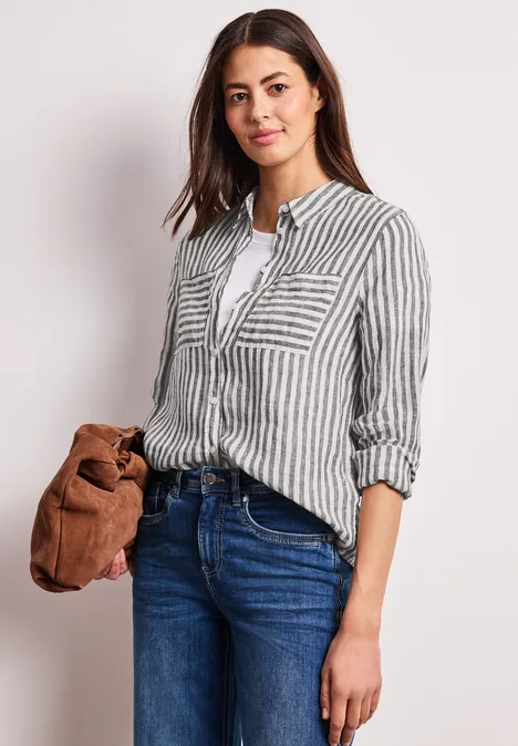 Linnen overhemd met lange mouwen espresso brown