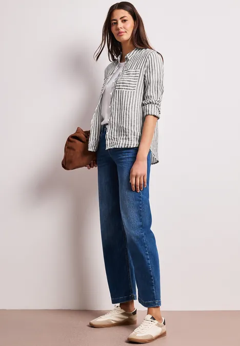 Linnen overhemd met lange mouwen espresso brown