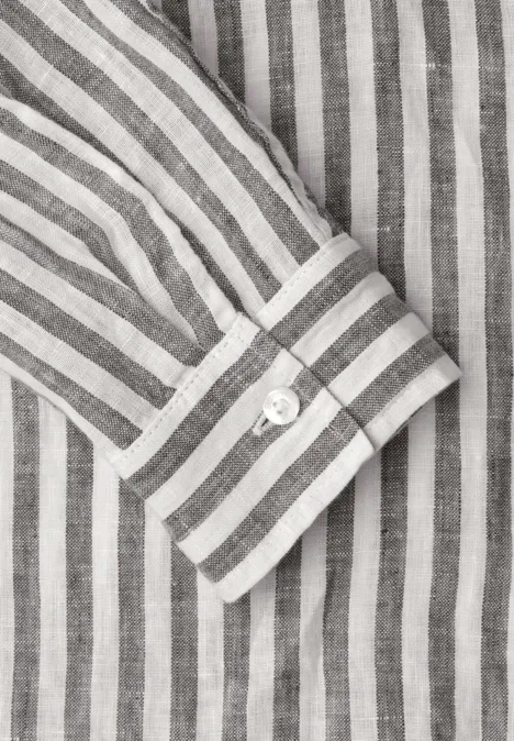 Linnen overhemd met lange mouwen espresso brown